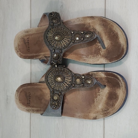 Dansko Women Pamela Comfort Leather Thong Wedge Sandals shoes sz 38/7.5-8 - Picture 4 of 13